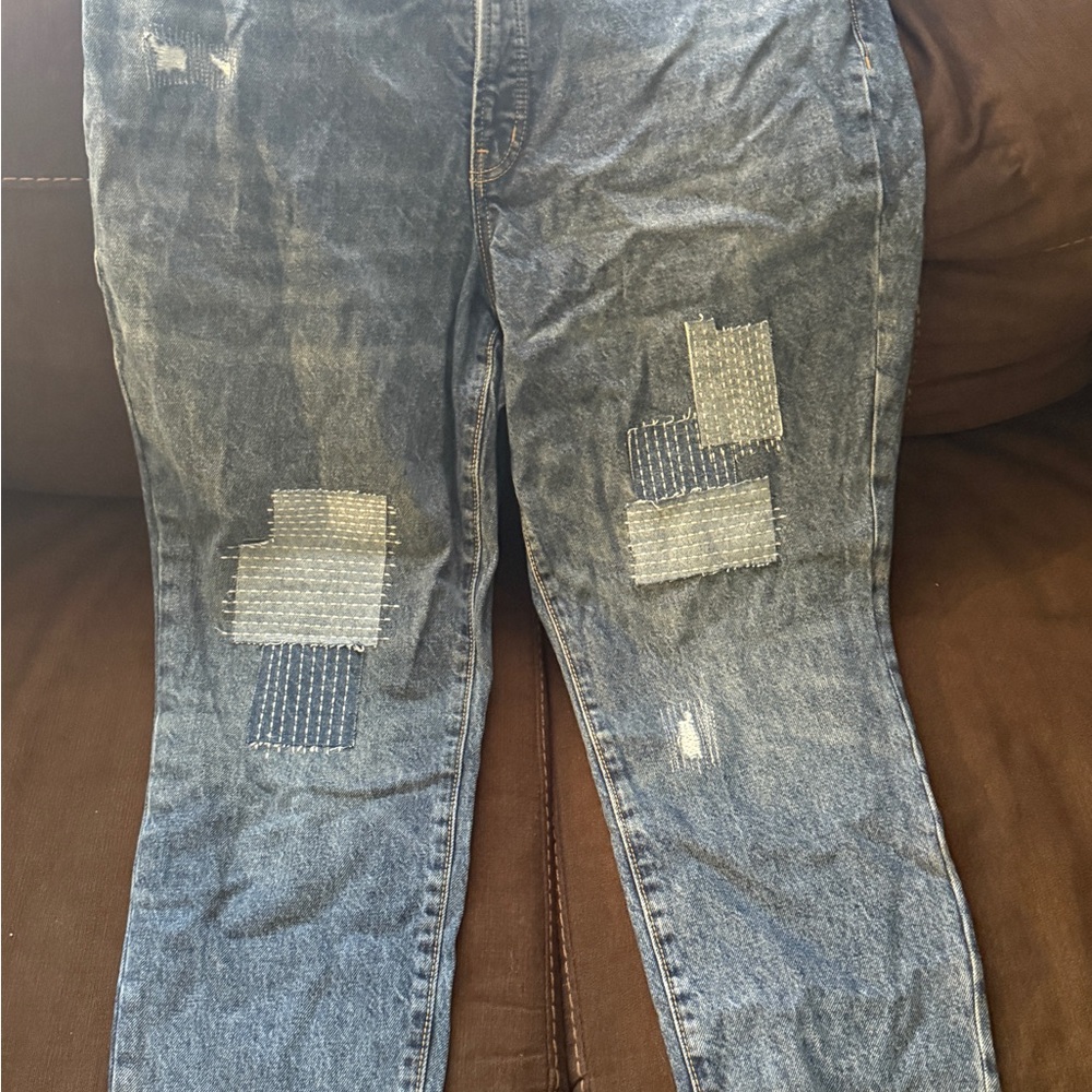 Blue Patched Jeans